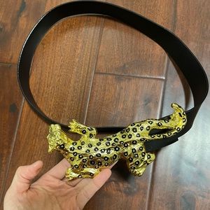 Cheetah brass buckle wide belt